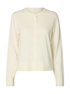 Thea Ls Knit Merino Cardigan - Egret