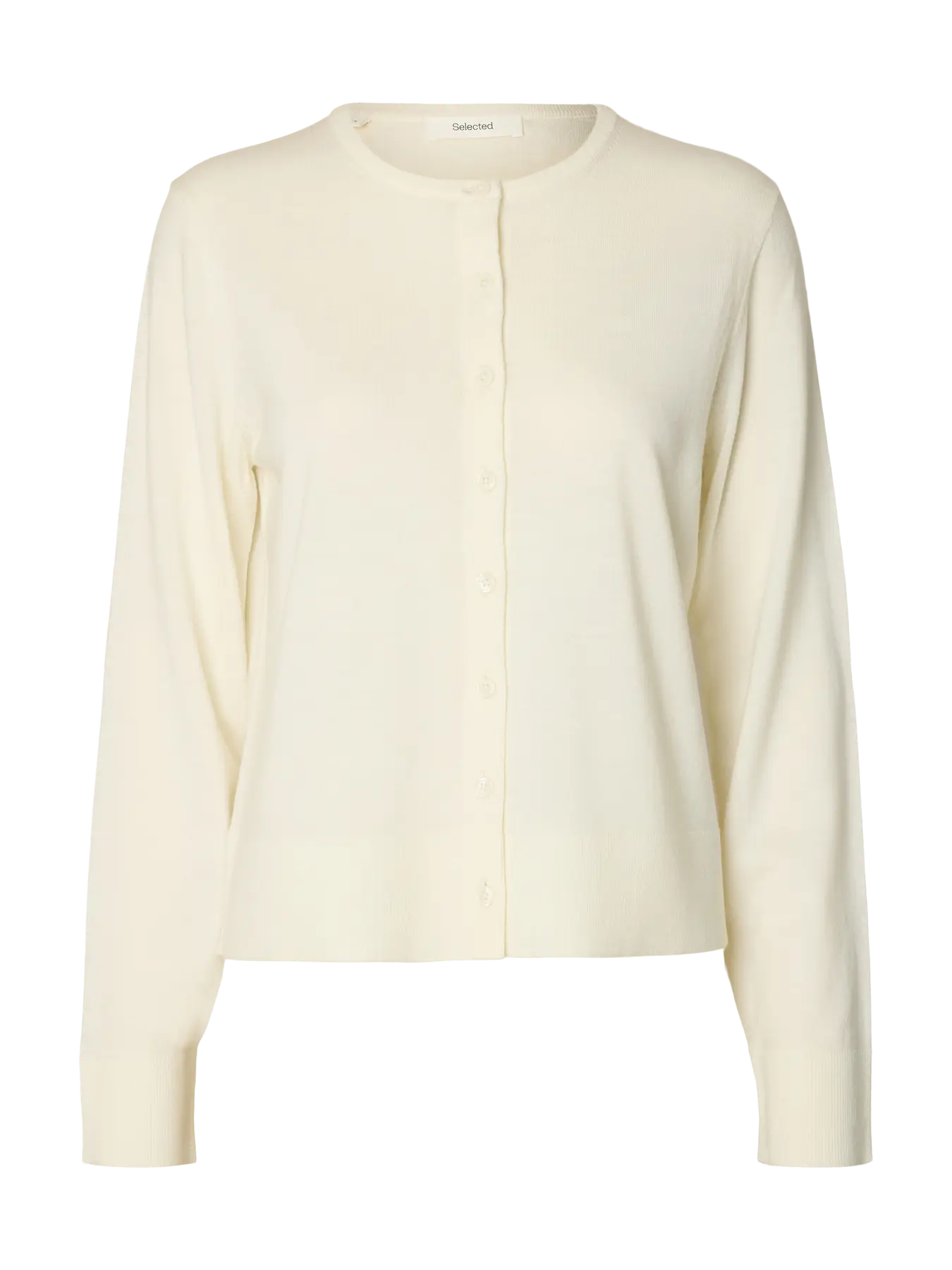 Thea Ls Knit Merino Kofta - Egret