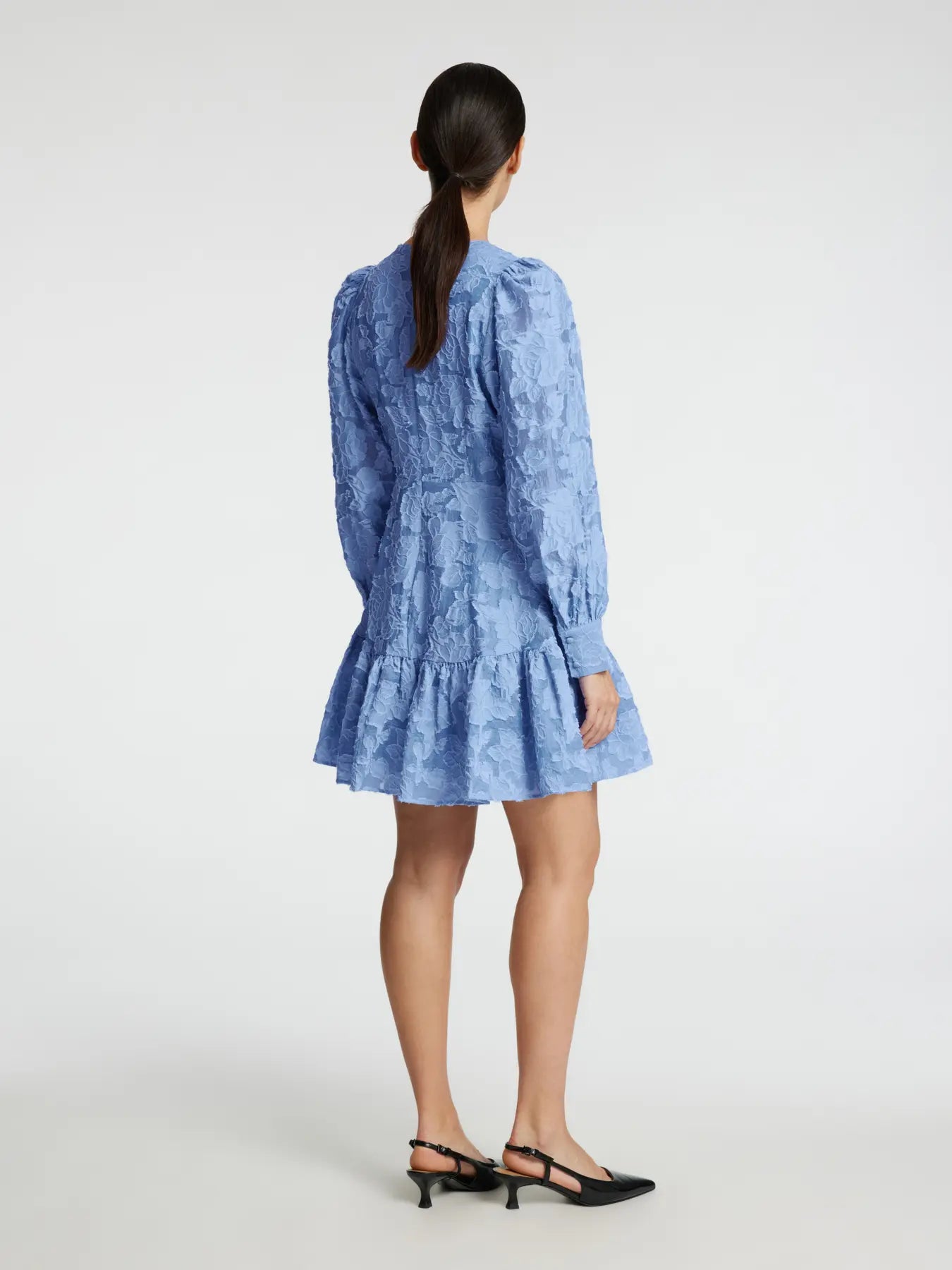 Calli-Sadie Ls Short V-Neck Dress Ff - Vista Blue