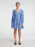 Calli-Sadie Ls Short V-Neck Dress Ff - Vista Blue