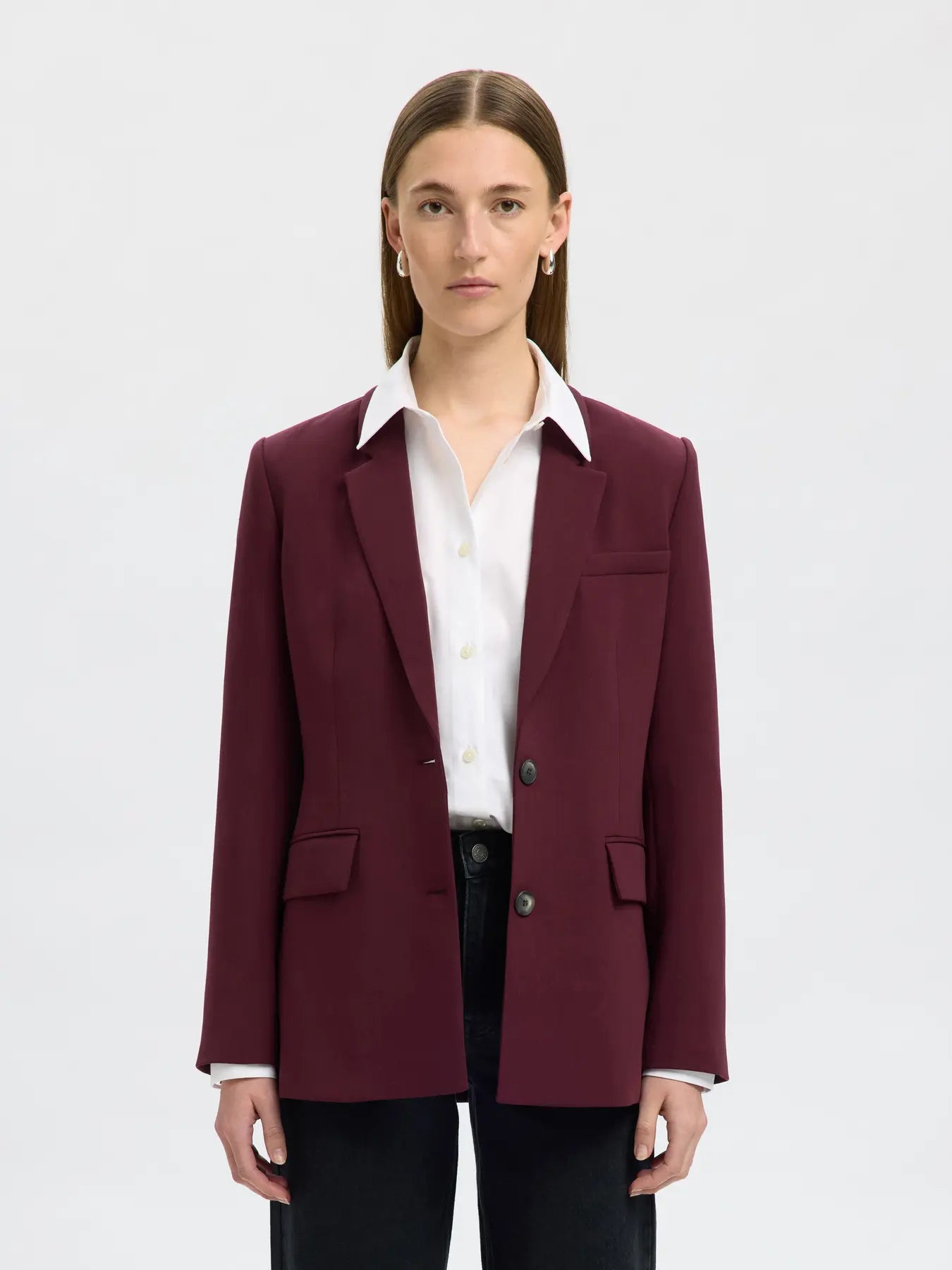 Rita LS Classic Blazer - Fig Melange