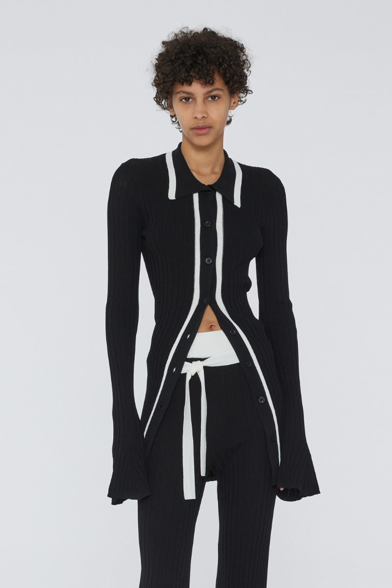 Knit Slim Cardigan - Black Comb.