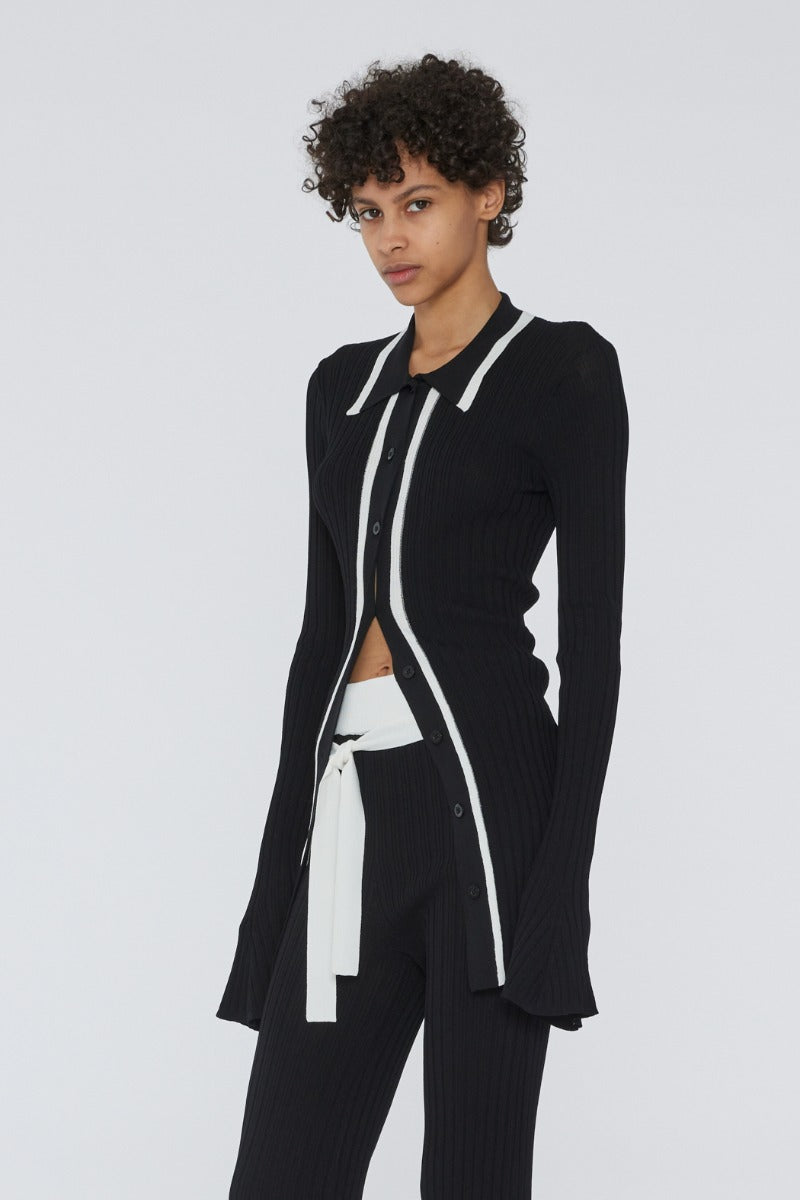 Knit Slim Cardigan - Black Comb.