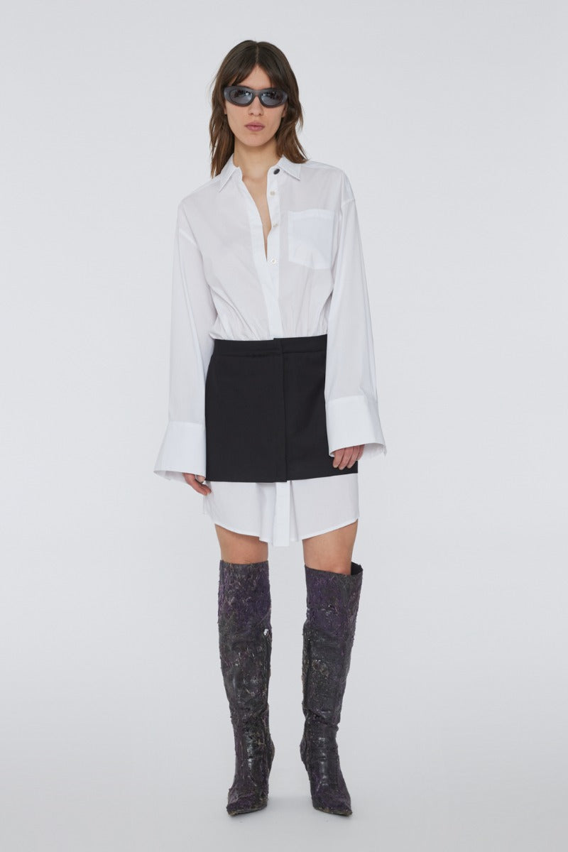 Layered Suiting Dress - Black