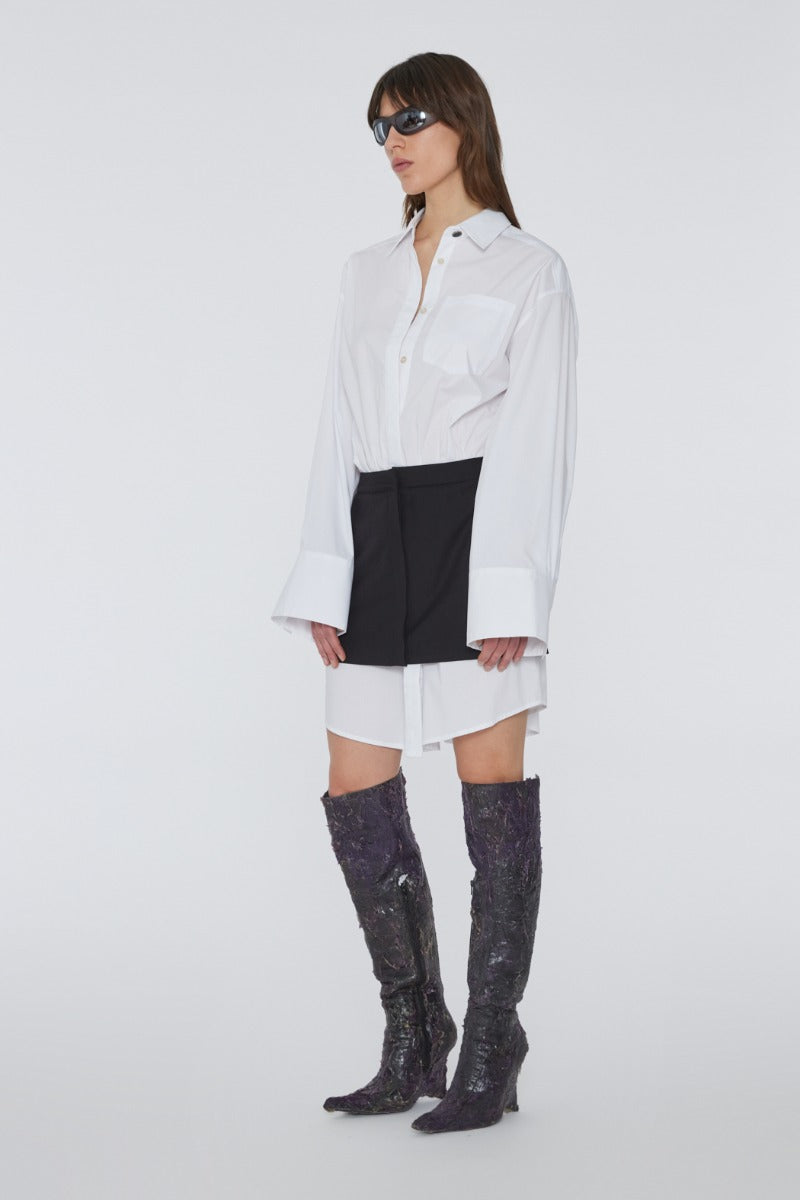 Layered Suiting Dress - Black