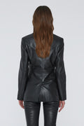 Fitted Leather Blazer - Black