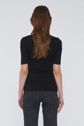 Rib Cut Out T-Shirt - Black