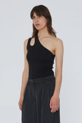 Jersey One-Shoulder Top - Black