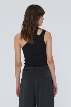 Jersey One-Shoulder Top - Black