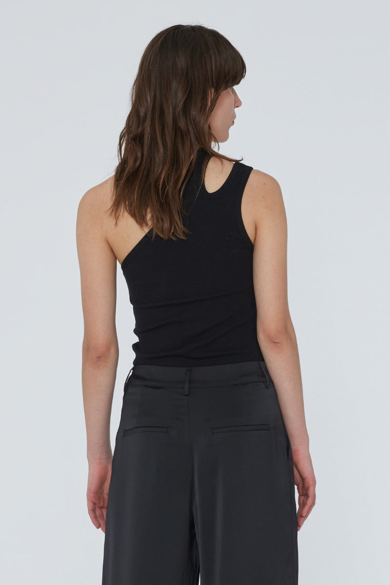 Jersey One-Shoulder Top - Black