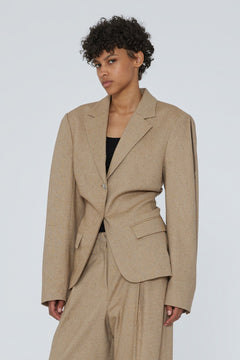 Fitted Waist Blazer - Tigers Eye