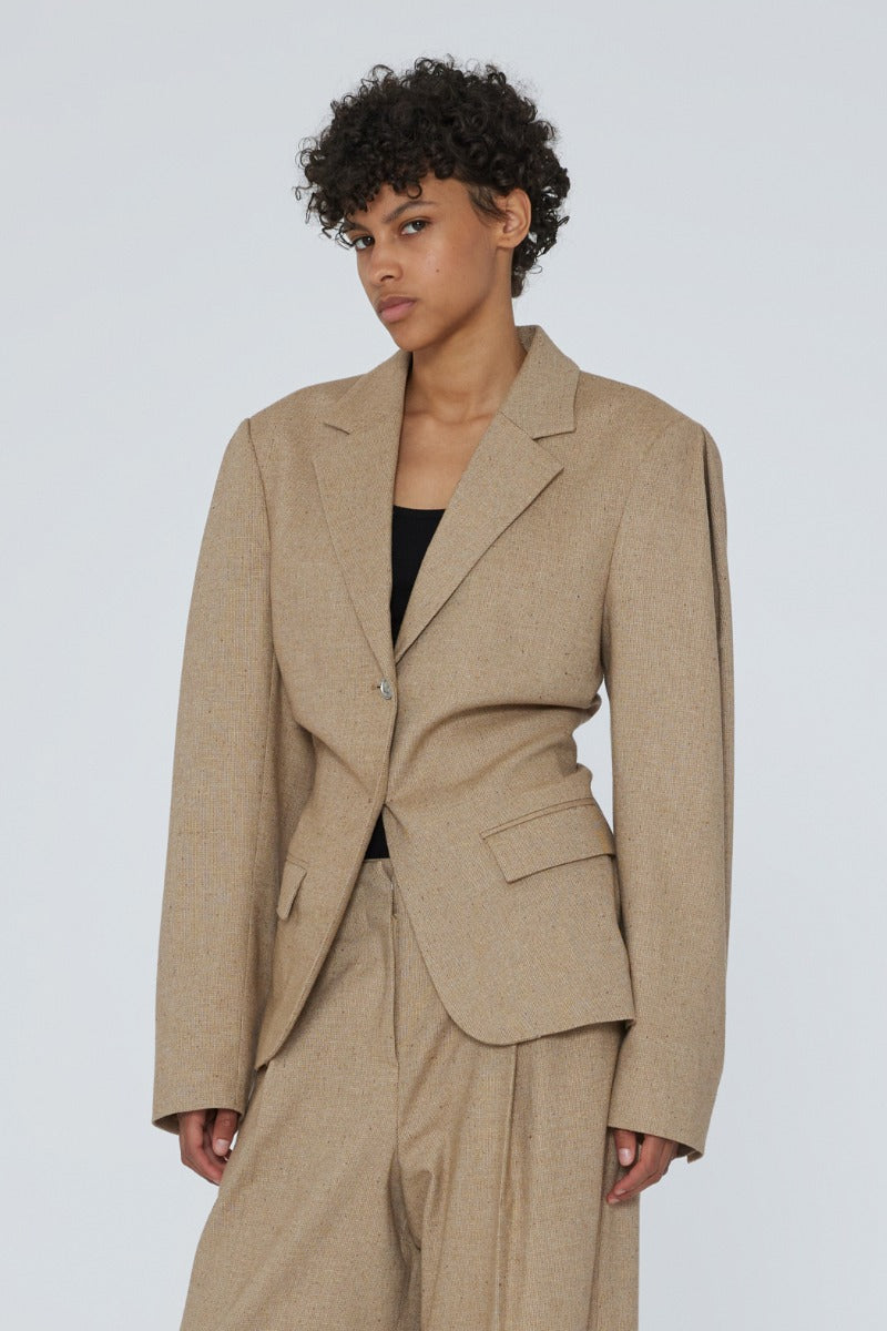 Fitted Waist Blazer - Tigers Eye