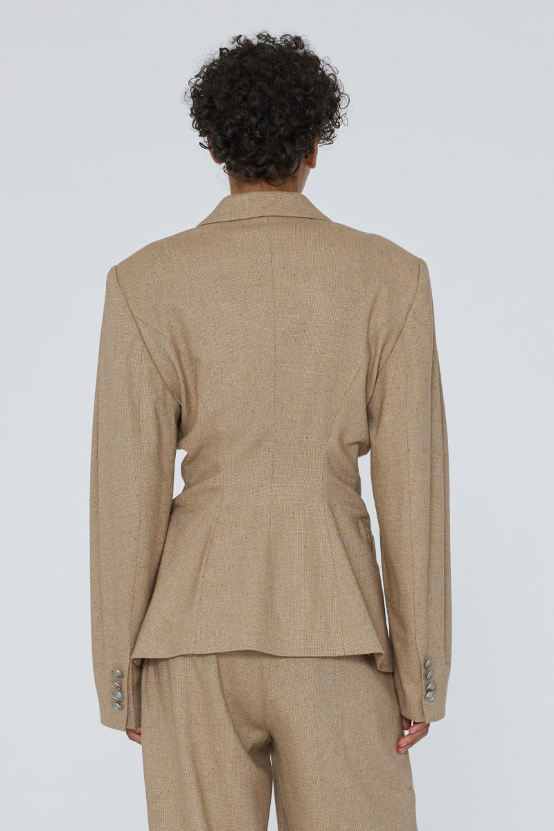 Fitted Waist Blazer - Tigers Eye
