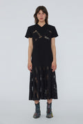 Lace Mix Pleat Dress - Svart