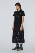 Lace Mix Pleat Dress - Svart