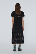 Lace Mix Pleat Dress - Svart