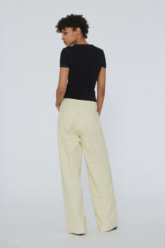 Striped Twill Wide Pants - Straw Comb.