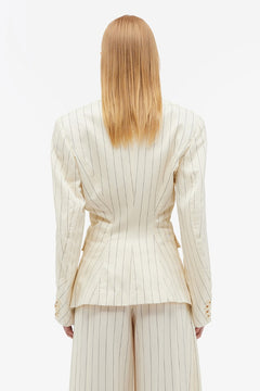 Drapy Striped Blazer - Egret Comb