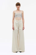 Wide Suiting Pants - Egret Comb