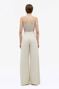 Wide Suiting Pants - Egret Comb