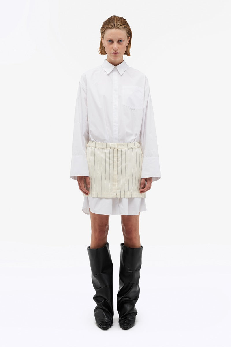 Layered Suiting Dress - Egret Comb