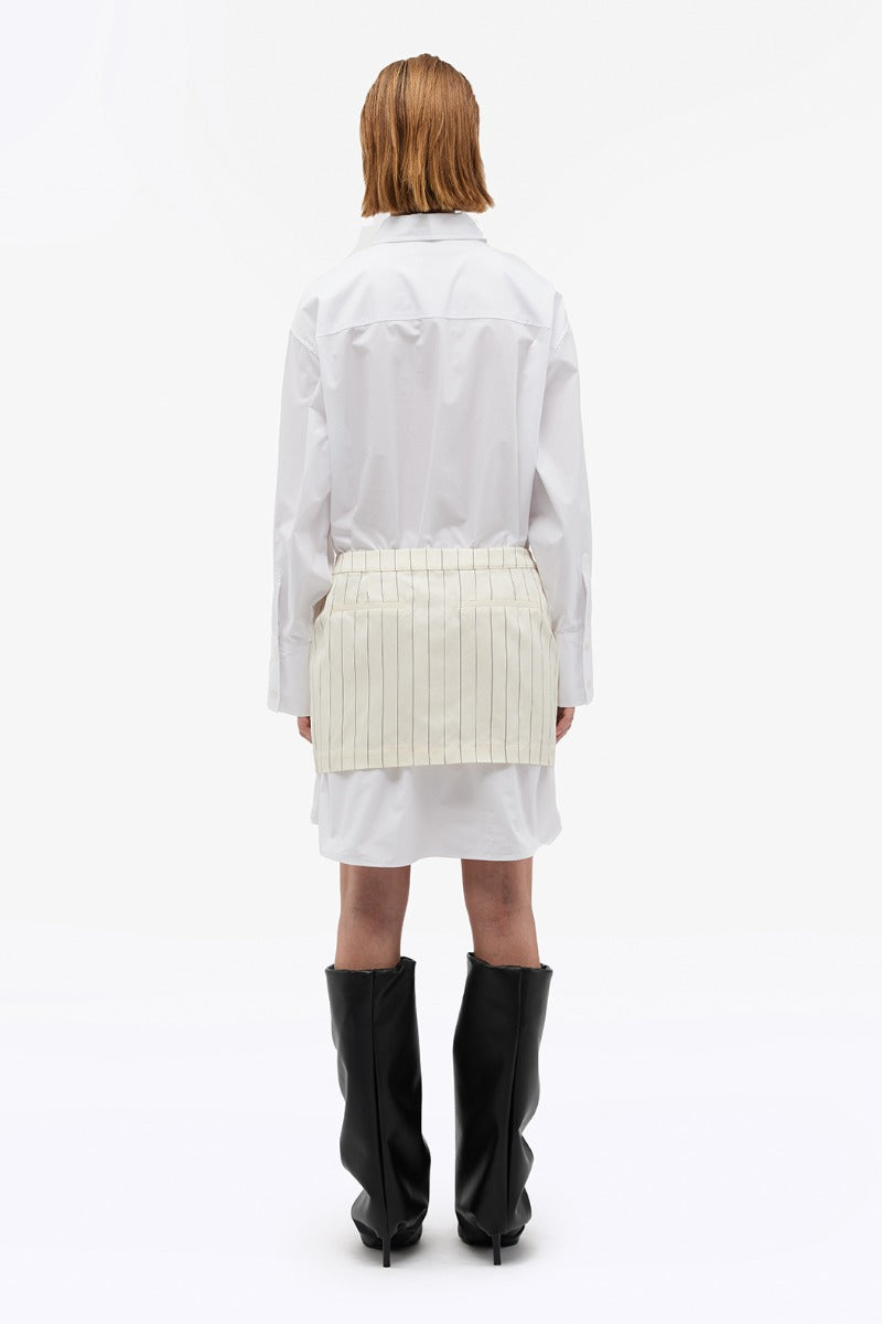 Layered Suiting Dress - Egret Comb