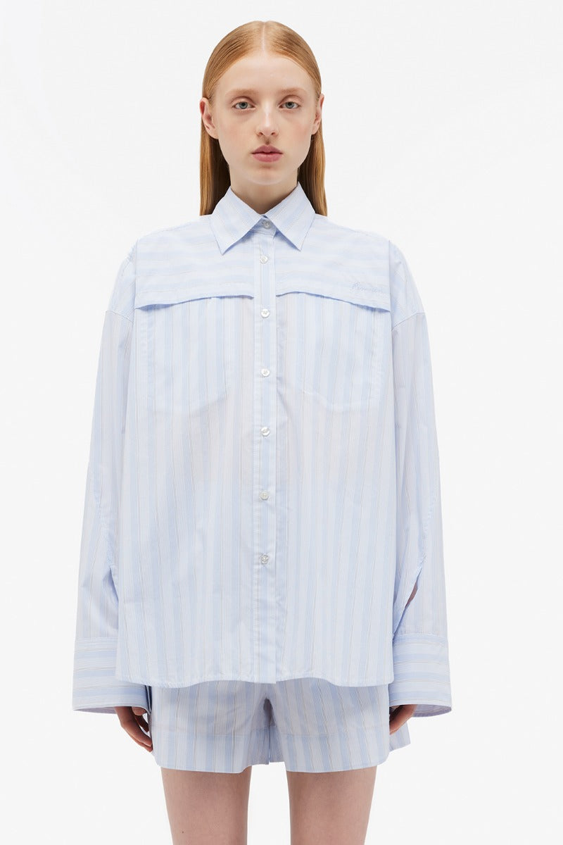 Poplin Oversized Shirt - Grapemist Comb