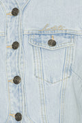 Round Sleeve Denim Jacket - Ljusblå denim