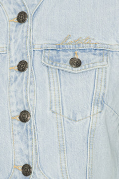 Round Sleeve Denim Jacket - Light Blue Denim