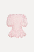 Jacquard Puff Sleeve Top - Ballerina