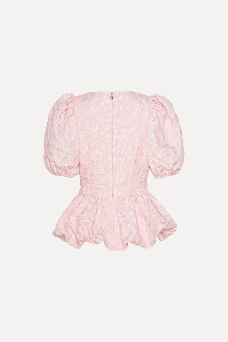 Jacquard Puff Sleeve Top - Ballerina