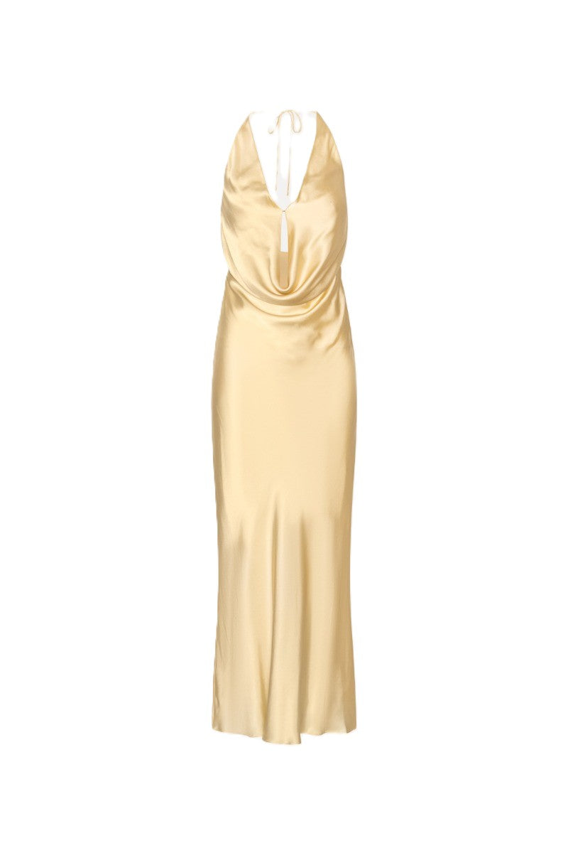 Chiffon Halter Dress - Italian Straw