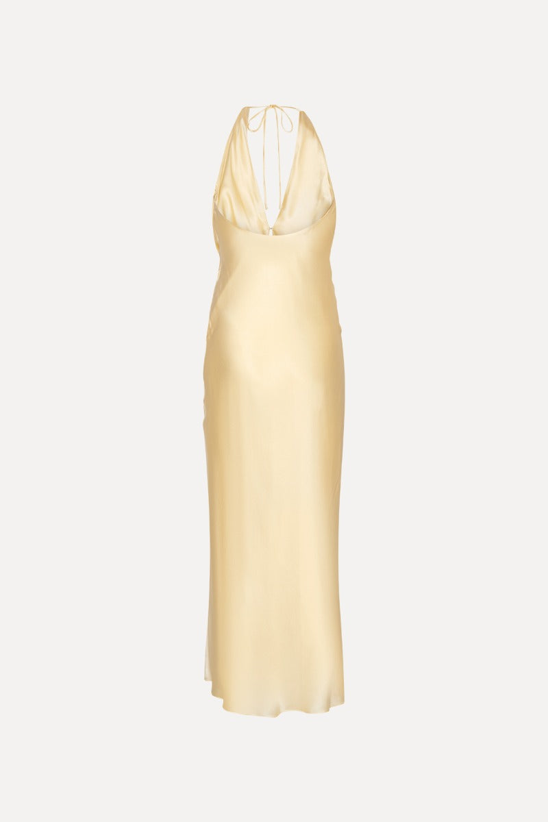 Chiffon Halter Dress - Italian Straw