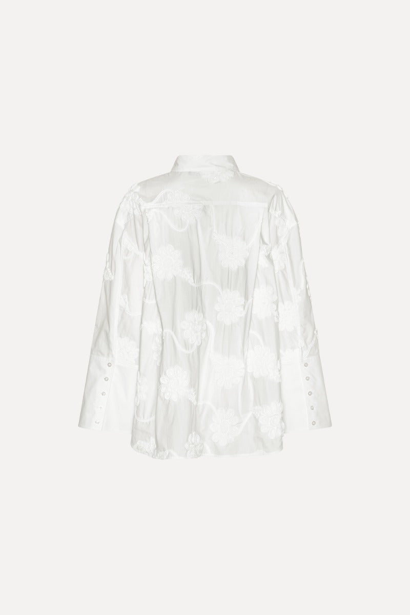 Flower Oversized Skjorta - Bright White
