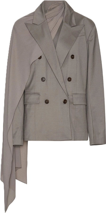 Oversized Scarf Blazer - Driftwood