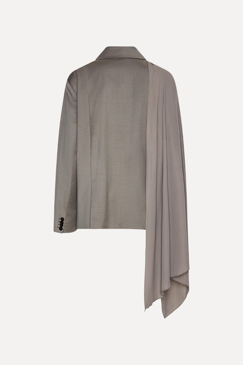 Oversized Scarf Blazer - Driftwood