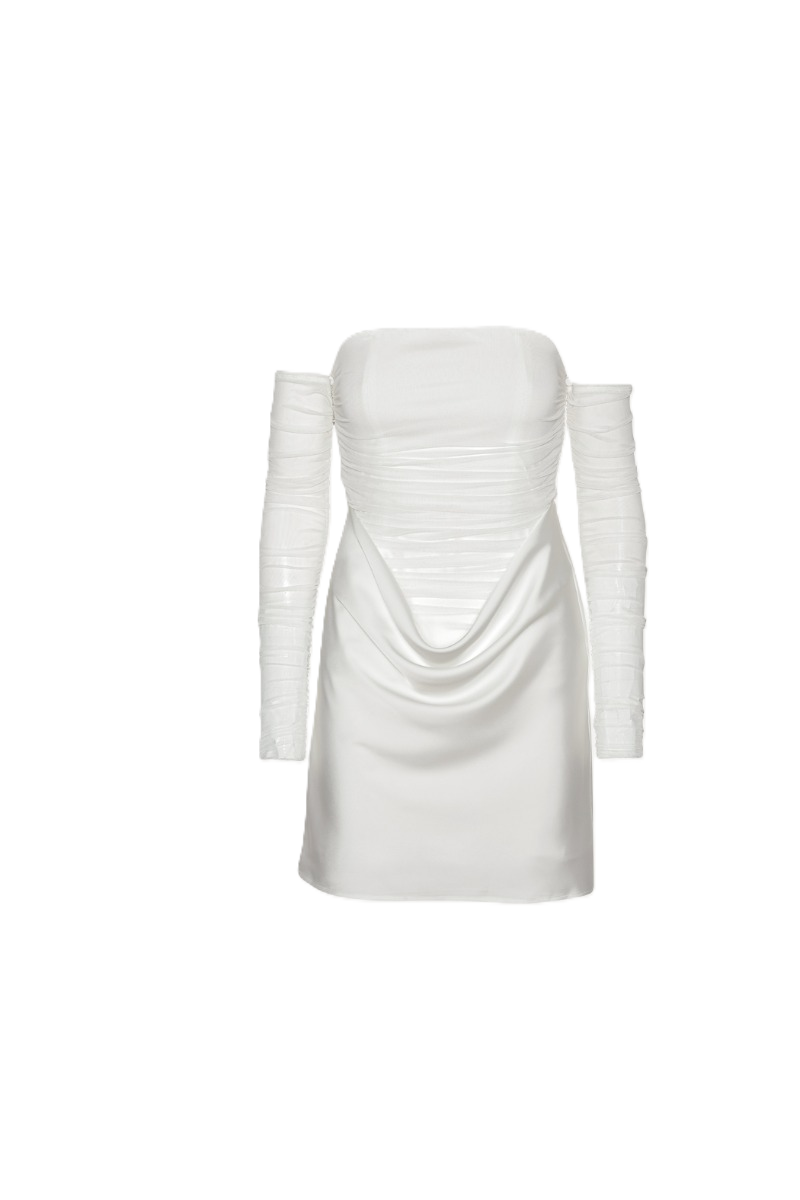 Ruched Mini Dress - Egret