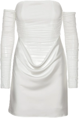 Ruched Mini Dress - Egret