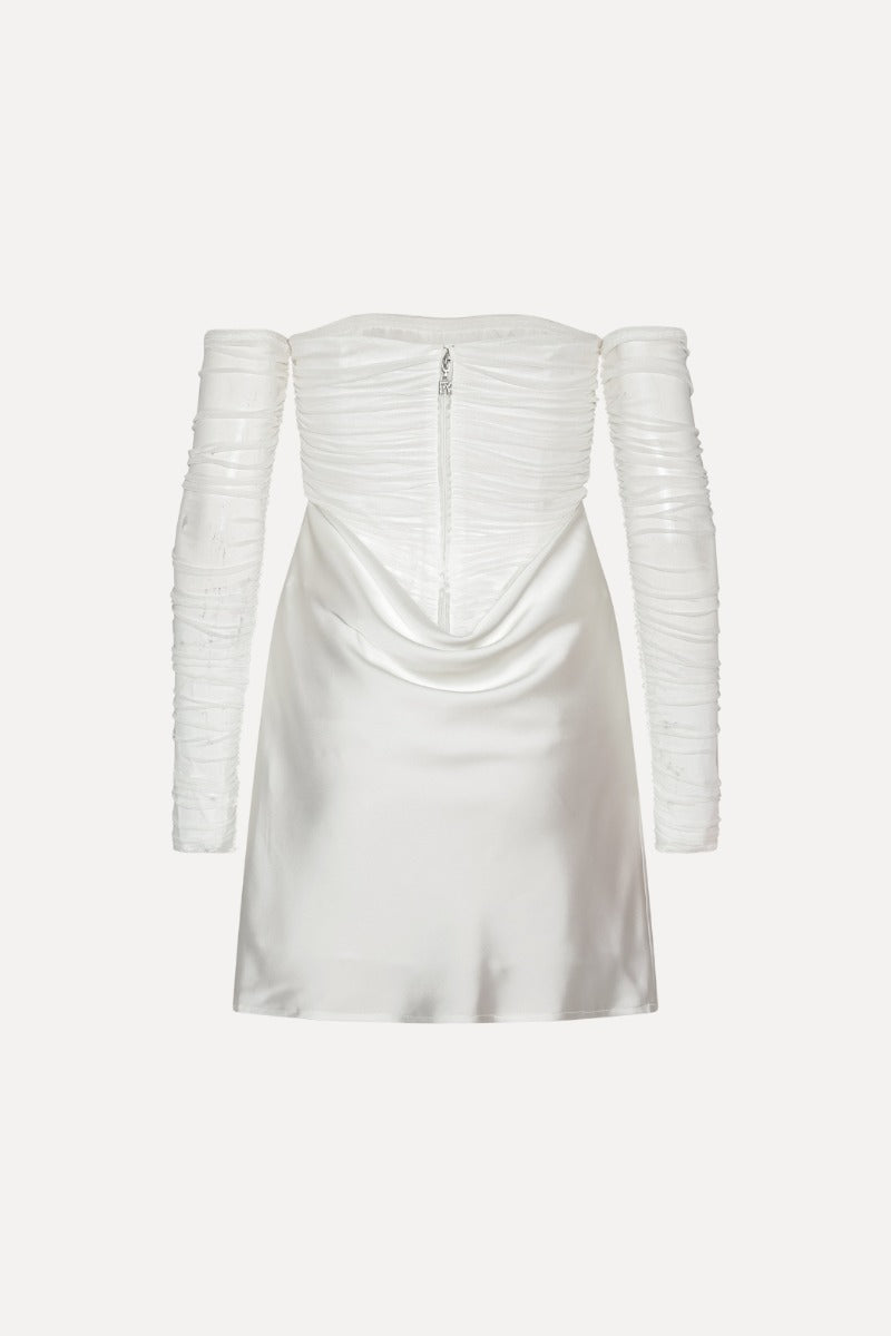 Ruched Mini Dress - Egret