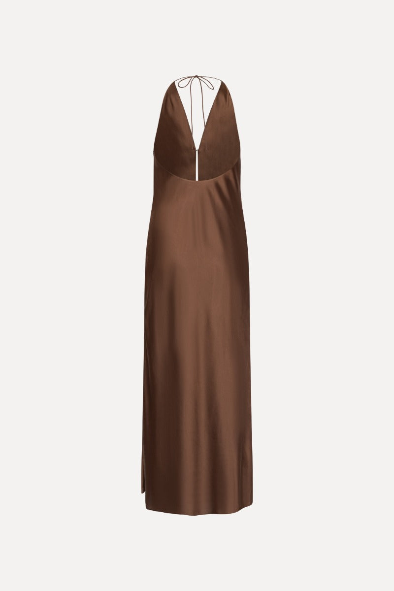 Chiffon Halter Dress - Potting Soil
