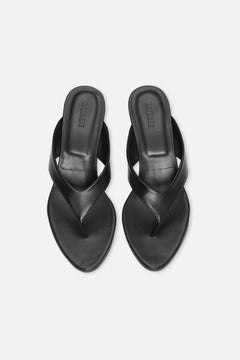 Kitten Heel Leather Mule - Black