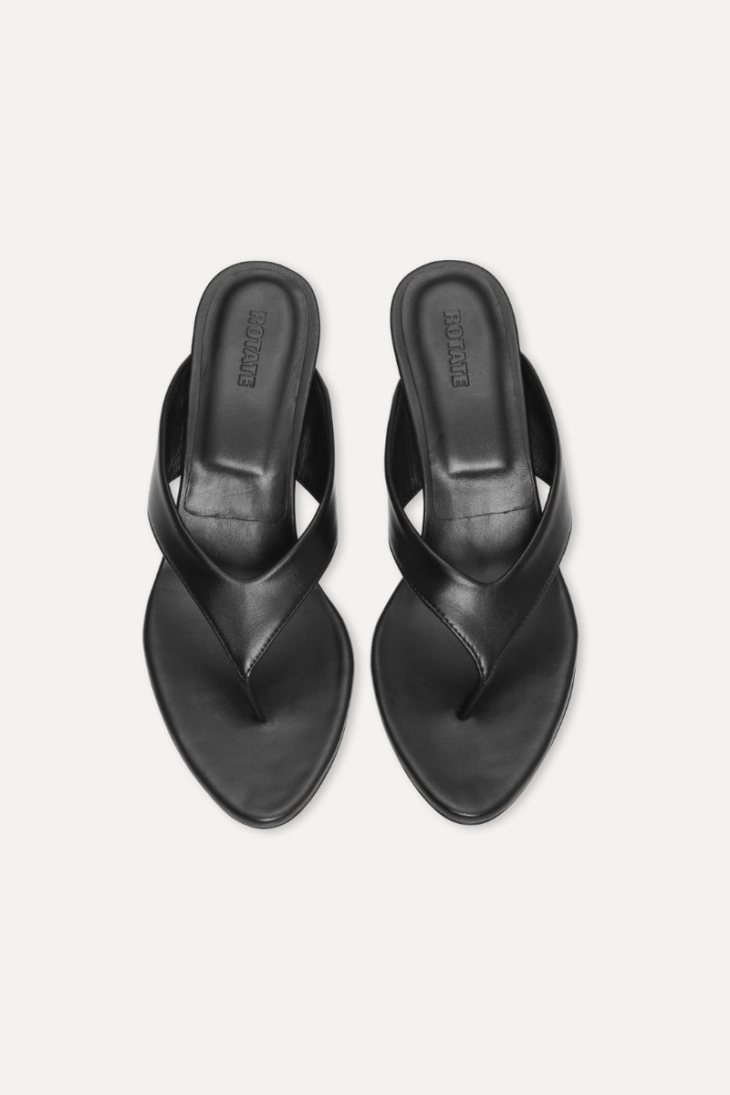 Kitten Heel Leather Mule - Svart