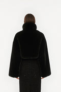 Faux Fur Crop Jacket - Black