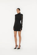 Lace Mini LS Dress - Svart