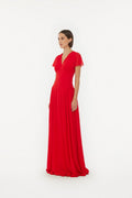 Maxi V-Neck Dress - Racing Red