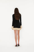 Mini Ruched Ls Dress - Black Comb.