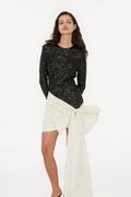 Sequins Bow Mini Dress - Black