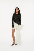 Sequins Bow Mini Dress - Black