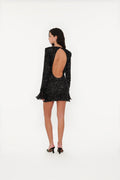 Sequins Mini Ls Dress - Black