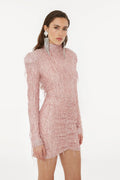 Sequin Fringe Mini Dress - Peachskin